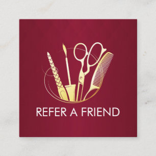 Burgundy Wine & Golden Beauty Salon Referral Card