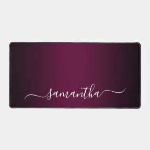 Burgundy Wine Gradient Elegant Name Desk Mat