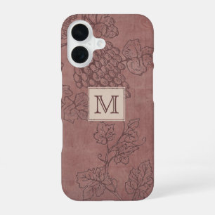 Burgundy Wine Grapevine Monogram iPhone 16 Case
