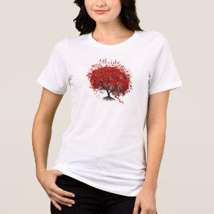 Burgundy Wine Heart Leaf Tree Wedding T-Shirts