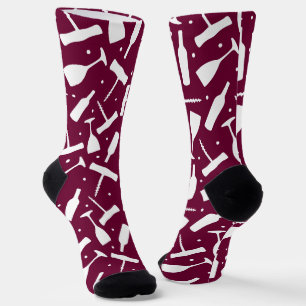 Burgundy Wine Lover Wine Glasses Patterned Socks
