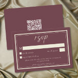 Burgundy Wine Minimalist Frame Wedding QR Code RSVP Card<br><div class="desc">Celebrate your love with this minimalist burgundy wine wedding response card with a QR code design. It's perfect for an elegant autumn ceremony. This earthy,  modern look offers a warm and sophisticated feel for your autumn hued wedding. Created by Simply Farmhouse Press.</div>