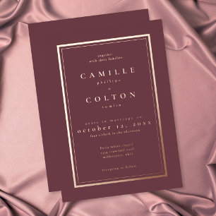 Burgundy Wine Minimalist Frame Wedding Rose Gold
