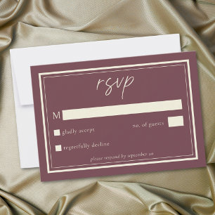 Burgundy Wine Minimalist Frame Wedding RSVP Card