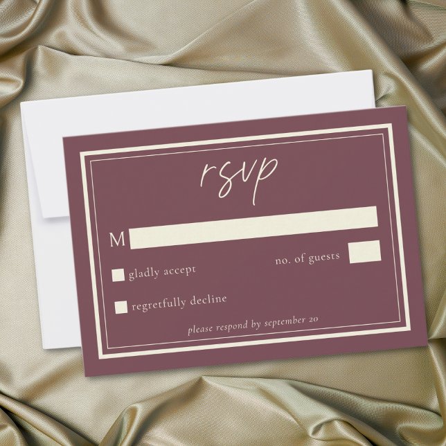 Burgundy Wine Minimalist Frame Wedding RSVP Card (Burgundy Wine Minimalist Frame Wedding RSVP Card)