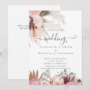 Burgundy Wine Pampas Grass Tropical Wedding