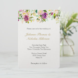 Burgundy Wine Pink Watercolor Floral Wedding Invitation