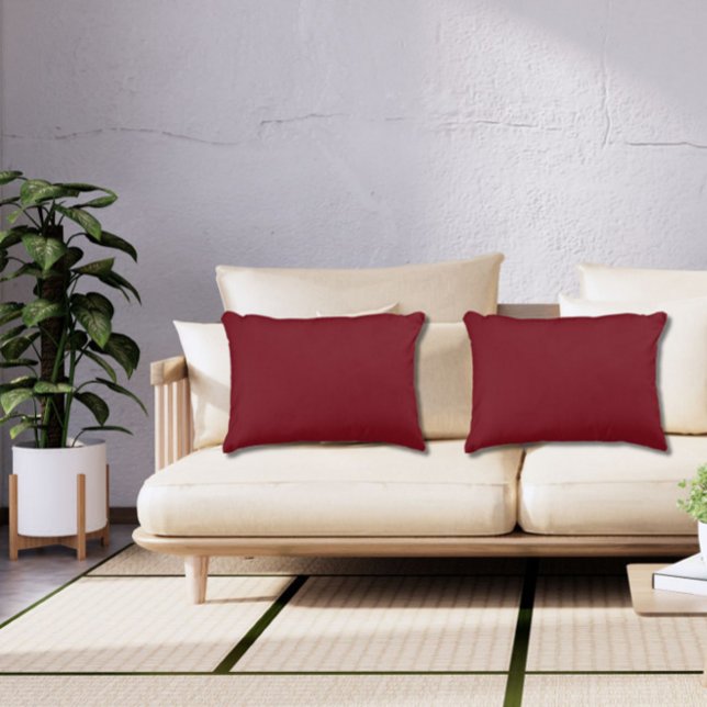 Burgundy Wine Plain Solid Colour Jewel Tone Decorative Cushion (Solid-color burgundy wine throw pillows will add elegance and the richness of jewel tones.)