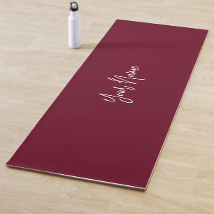 Burgundy Wine Red Minimalist Script Name Stylish  Yoga Mat
