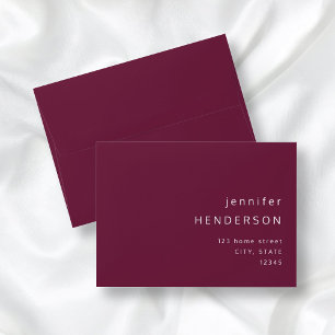 Burgundy Wine Red Simple Minimalist Typography Envelope