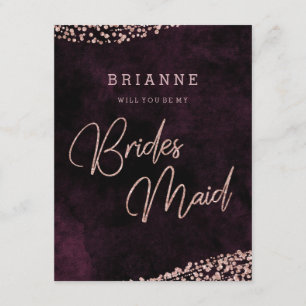 Burgundy Wine Rose Gold Will You Be My Bridesmaid Invitation