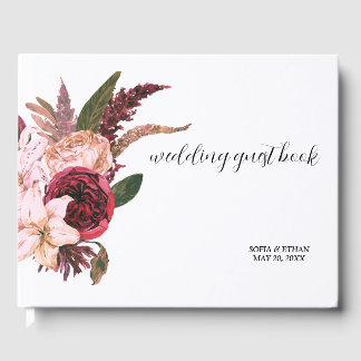 Burgundy Wine Sangria Forest Green Guest Book