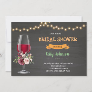 Burgundy wine shower theme invitation