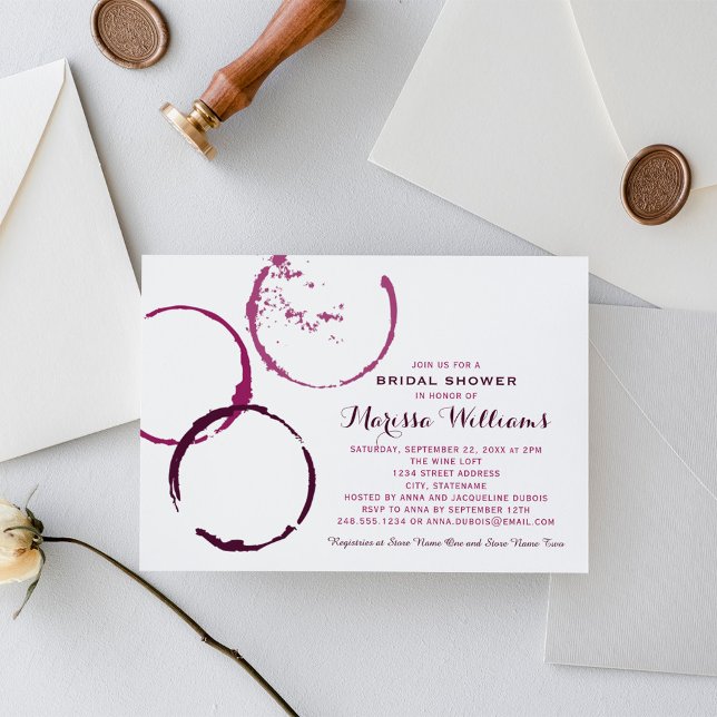 Burgundy Wine Stain Wedding Bridal Shower Invitation (Creator Uploaded)