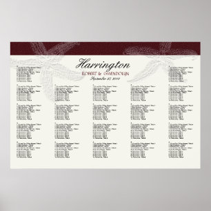 Burgundy Wine Starfish Wedding Seating Chart