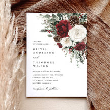 Burgundy Winter Floral Elegant Wedding