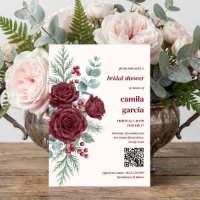 Burgundy Winter Rose Botanical Bridal Shower