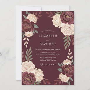 Burgundy Winter Wedding Invitation