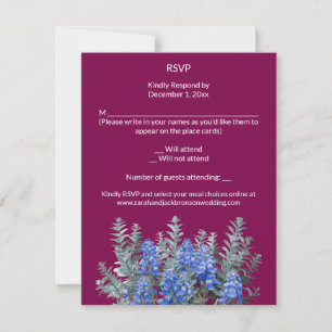 Burgundy Winter Wedding with Bluebonnet RSVP Card