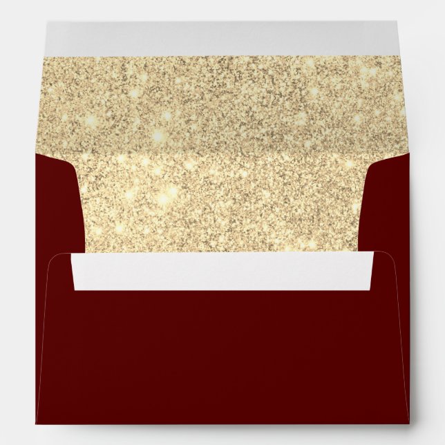 Burgundy with Faux Glitter Lined Envelope (Back (Bottom))