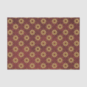 Burgundy with Gold Stars Pattern Tissue Paper