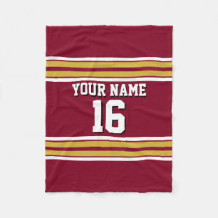Burgundy with Gold White Stripes Team Jersey Fleece Blanket