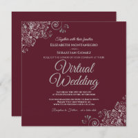 Burgundy with Lacy Silver Elegant Virtual Wedding