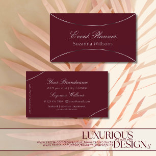 Burgundy with Shimmery Silver Decor Simple Stylish Business Card