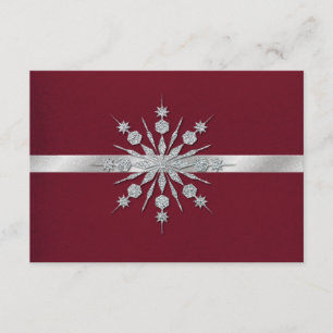 Burgundy with Snowflakes Winter Wedding RSVP Card