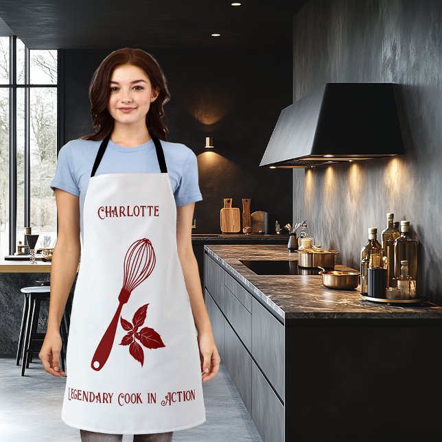 Burgundy with Whisk and Herb Design for Chefs Apron (Creator Uploaded)