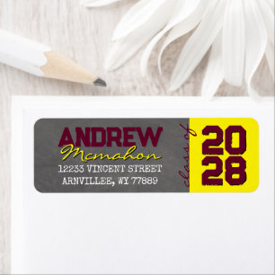 Burgundy Yellow Chalkboard Graduation Address