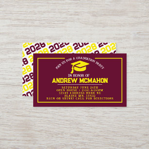 Burgundy Yellow Graduation Mini Graduation Invites