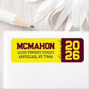 Burgundy & Yellow Graduation Return Address Labels