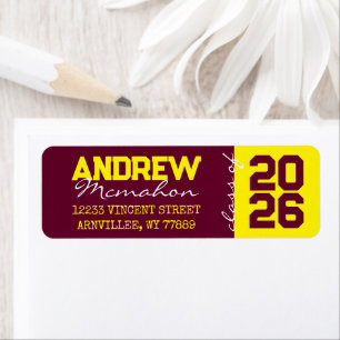 Burgundy & Yellow Graduation Return Address Labels