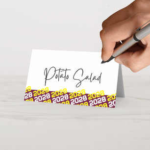 Burgundy & Yellow Graduation Year Folding Food or Place Card