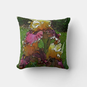 "Burgundy & Yellow Iris" (photog./digital manipula Cushion