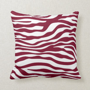 Burgundy Zebra Animal Print Cushion