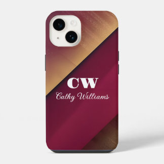 Burguny and Gold Background iPhone 14 Case