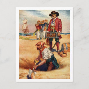 Buried Treasure Vintage Pirate Postcard