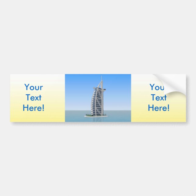 Burj Al Arab Hotel Dubai: 3D Model: Bumper Sticker (Front)
