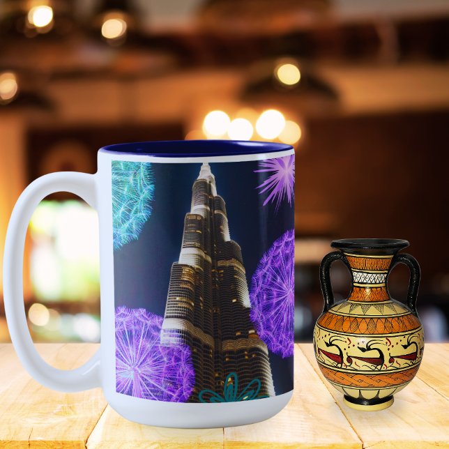 Burj Khalifa Dubai skyline Architecture UAE Two-Tone Coffee Mug (Creator Uploaded)