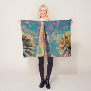 Burj Khalifa painting Fleece Blanket