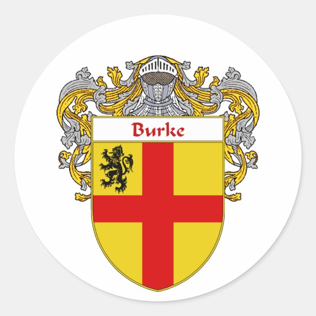 Burke Coat of Arms (Mantled) Classic Round Sticker (Front)