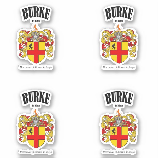 Burke Crest Irish Translation & Meaning (x4) (Front)