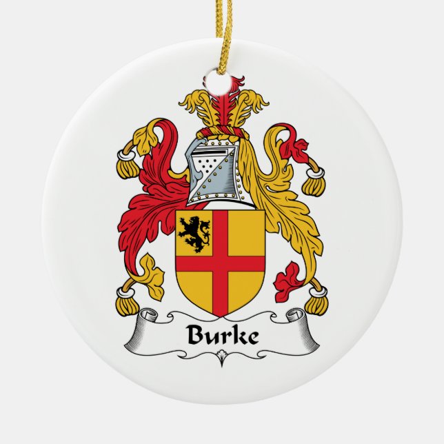 Burke Family Crest Ceramic Tree Decoration (Front)