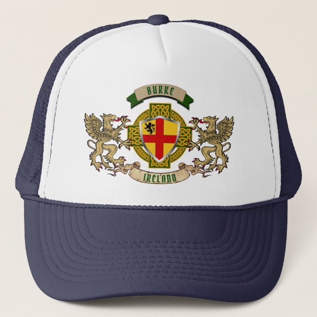 Burke Irish Shield & Griffins Personalised  Trucker Hat (Front)