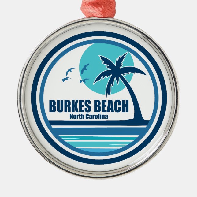 Burkes Beach South Carolina Palm Tree Birds Metal Tree Decoration (Front)