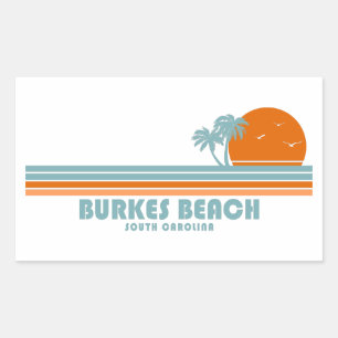Burkes Beach South Carolina Sun Palm Trees Rectangular Sticker