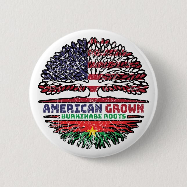Burkina Faso Burkinabe American USA Tree Roots 6 Cm Round Badge (Front)
