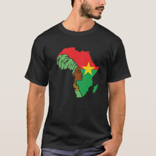 Burkina Faso Flag Africa Map Ethnic Heritage Black T-Shirt